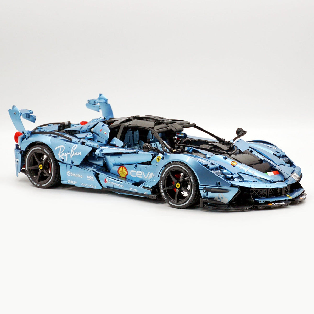 Trilumity Motorized Building Block Set: 1:8 The Ultimate Italian Hybrid Hypercar Evo | Customized Electroplating Tiffany Blue Italian Exotic