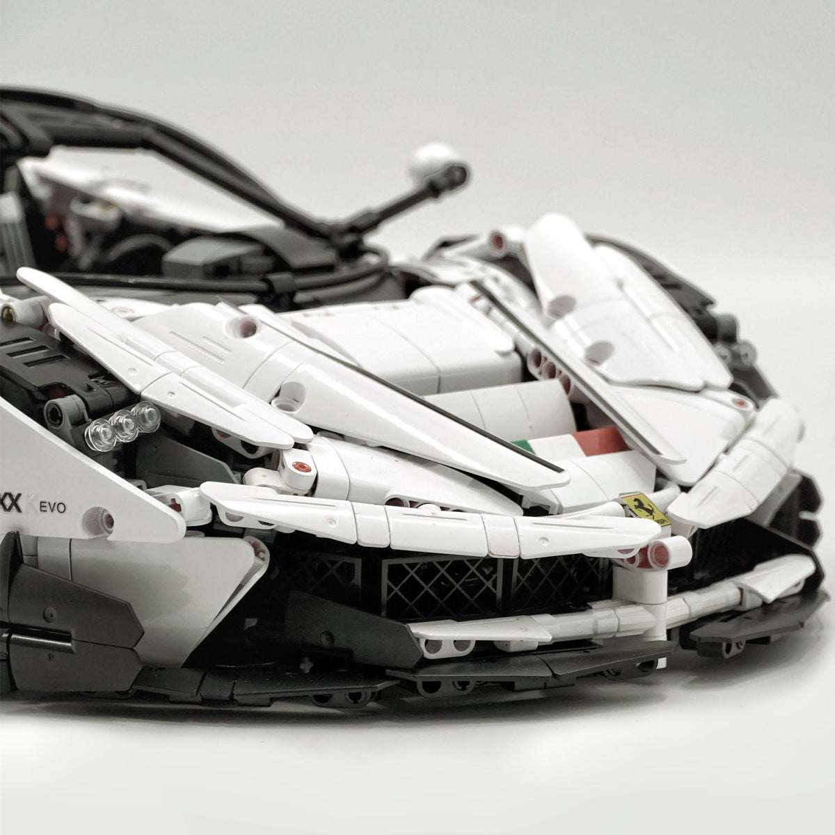 Trilumity LaFerrari FXXK EVO Custom Modified, Rare Pearl White Enamel Paint Building Block Set, 1:8 Scale, 4,739-Piece