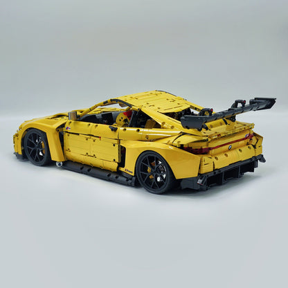 Trilumity Building Block Set: 1: 8 BMW M4 GT3 Building Set, Fully Detailed Simulation, Baked Enamel Yellow Custom Edition (4556Piece)
