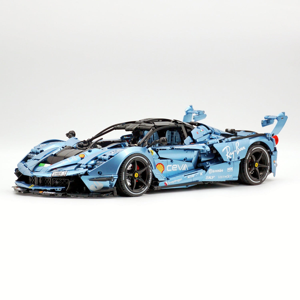 Trilumity Motorized Building Block Set: 1:8 The Ultimate Italian Hybrid Hypercar Evo | Customized Electroplating Tiffany Blue Italian Exotic