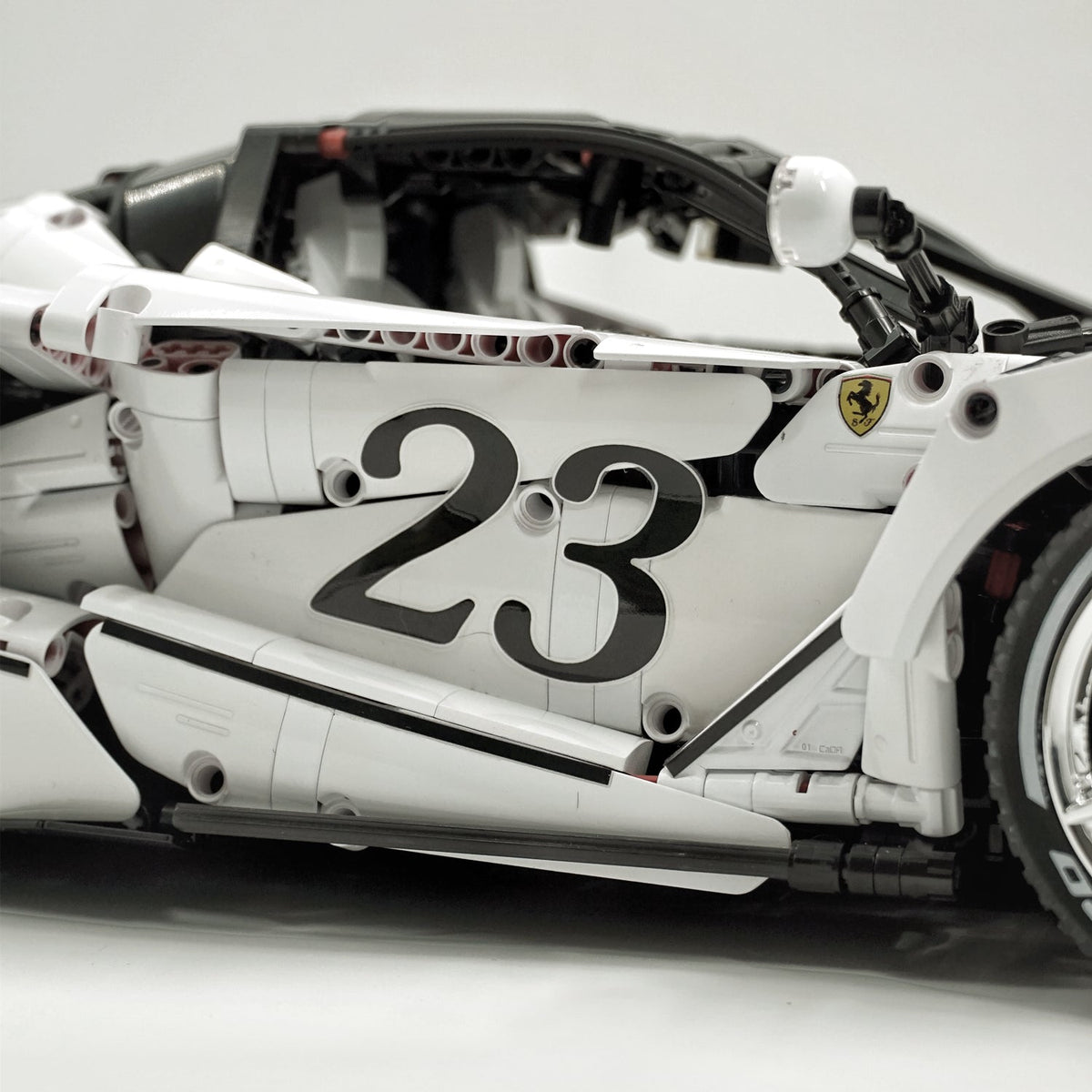 Trilumity LaFerrari FXXK EVO Custom Modified, Rare Pearl White Enamel Paint Building Block Set, 1:8 Scale, 4,739-Piece