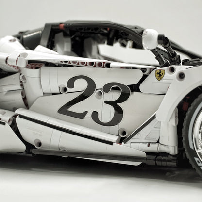 Trilumity LaFerrari FXXK EVO Custom Modified, Rare Pearl White Enamel Paint Building Block Set, 1:8 Scale, 4,739-Piece