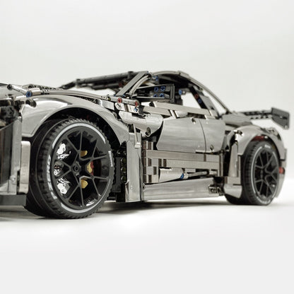 Trilumity Building Block Set: 1: 8 Ford Shelby Gt500, Electroplating Gun Grey Custom Version (3400Piece)