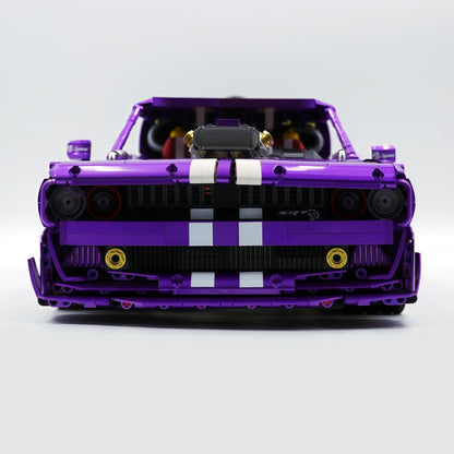 Trilumity Motorized Building Block Set: 1: 8 Dodge Challenger, Pearlescent Purple Paint Customized Version (3751-Piece)
