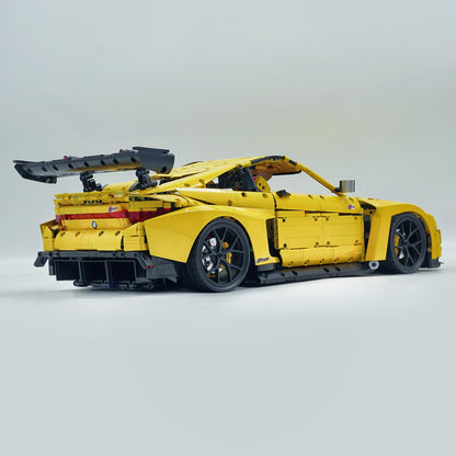 Trilumity Building Block Set: 1: 8 BMW M4 GT3 Building Set, Fully Detailed Simulation, Baked Enamel Yellow Custom Edition (4556Piece)