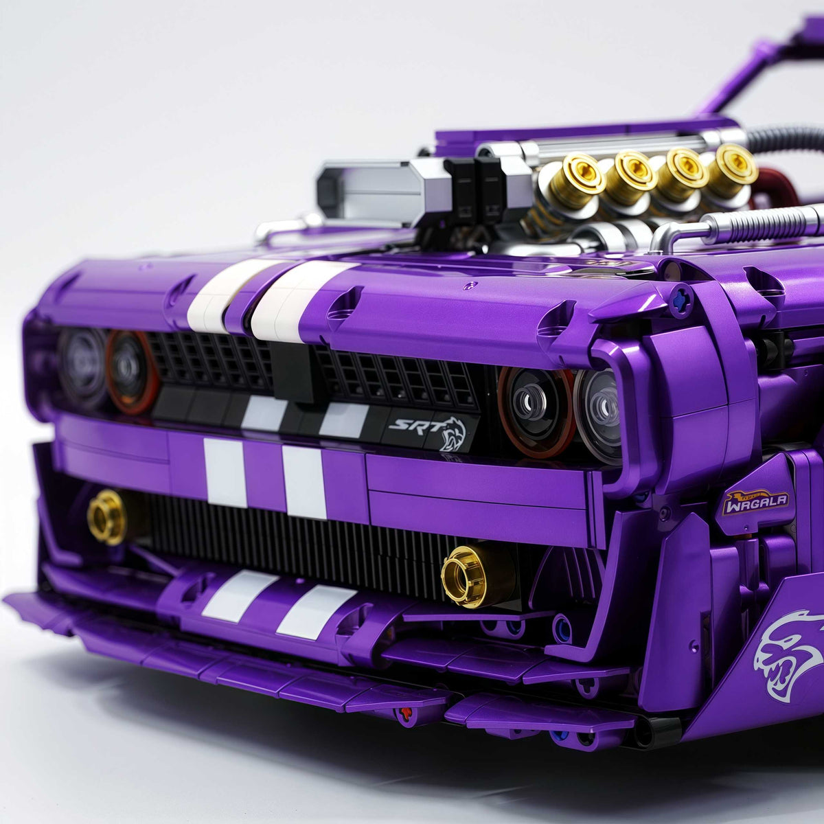 Trilumity Motorized Building Block Set: 1: 8 Dodge Challenger, Pearlescent Purple Paint Customized Version (3751-Piece)