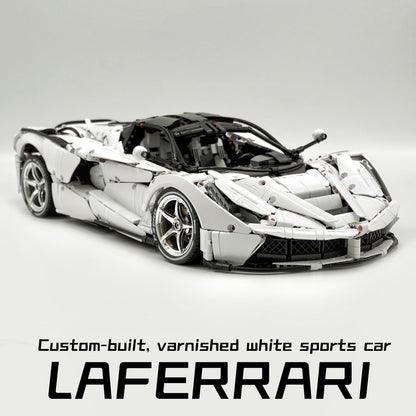 Trilumity LaFerrari C6 Sportcar, Custom White Goddess Building Block Set, 1:8 Scale, Remote Control, 4,739-Piece