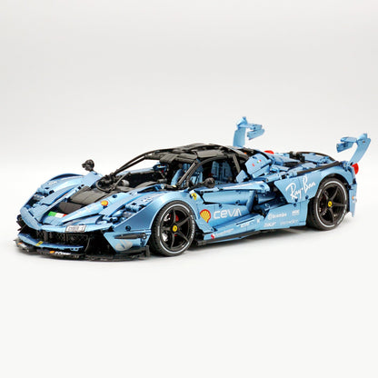 Trilumity Motorized Building Block Set: 1:8 The Ultimate Italian Hybrid Hypercar Evo | Customized Electroplating Tiffany Blue Italian Exotic