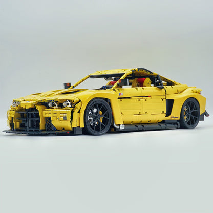 Trilumity Building Block Set: 1: 8 BMW M4 GT3 Building Set, Fully Detailed Simulation, Baked Enamel Yellow Custom Edition (4556Piece)