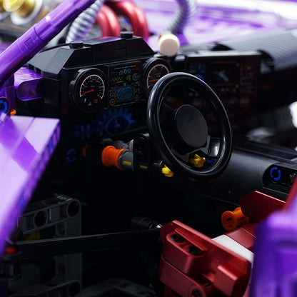 Trilumity Motorized Building Block Set: 1: 8 Dodge Challenger, Pearlescent Purple Paint Customized Version (3751-Piece)