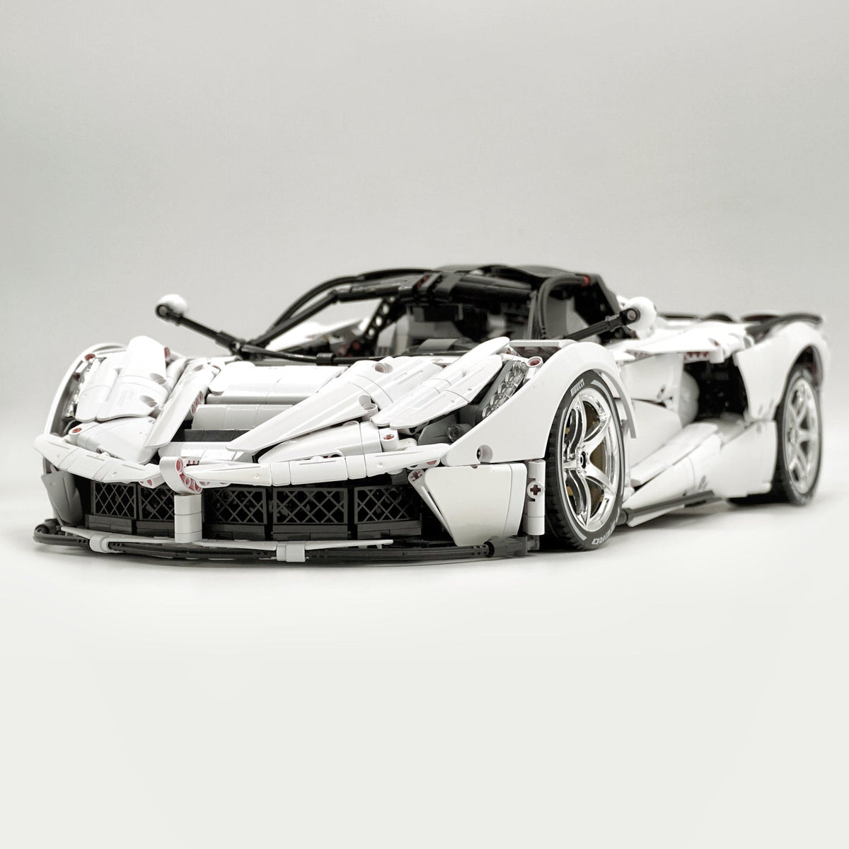 Trilumity LaFerrari C6 Sportcar, Custom White Goddess Building Block Set, 1:8 Scale, Remote Control, 4,739-Piece