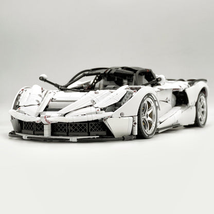 Trilumity LaFerrari C6 Sportcar, Custom White Goddess Building Block Set, 1:8 Scale, Remote Control, 4,739-Piece