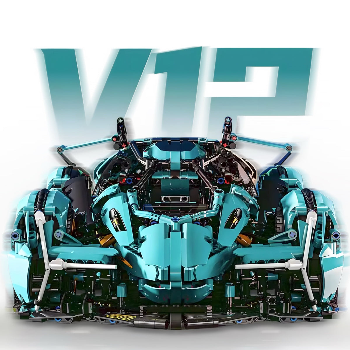 Trilumity Motorized Building Block Set: 1:8 Scale |Limited Edition V12 Italian Concept Futuristic Hypercar Model | 2528-Piece