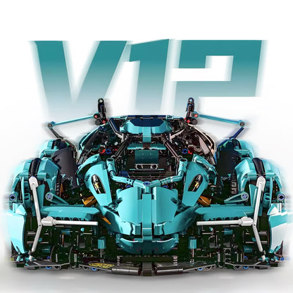 Trilumity Motorized Building Block Set: 1:8 Scale |Limited Edition V12 Italian Concept Futuristic Hypercar Model | 2528-Piece