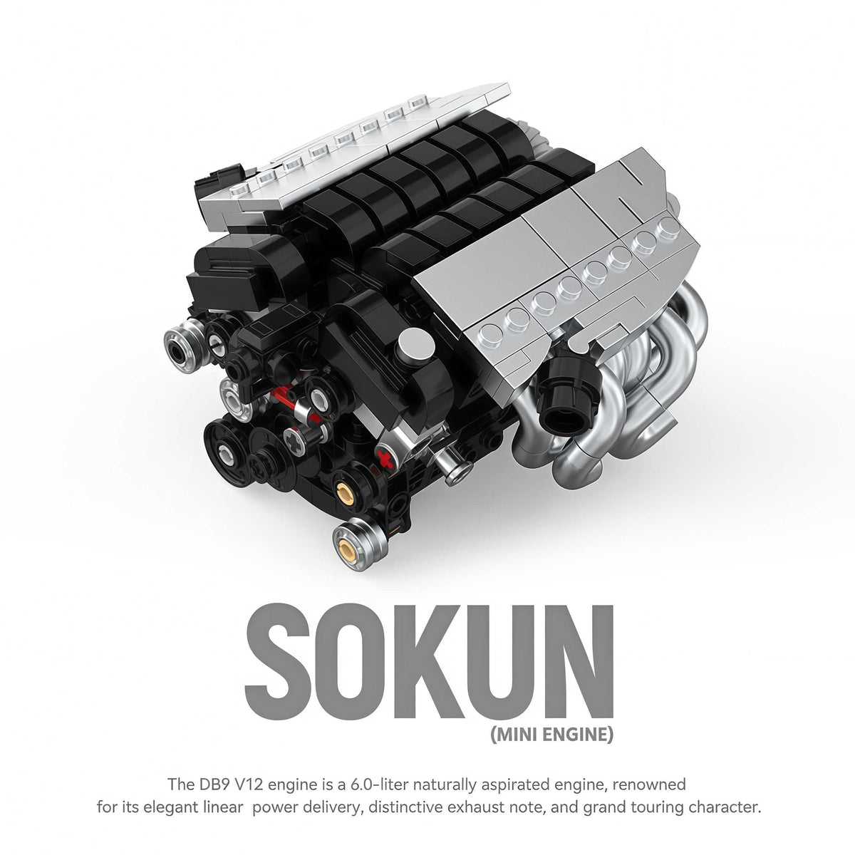 Trilumity Building Block Set: Aston Martin Db9 V12 Engine | Home Decor (375-Piece)