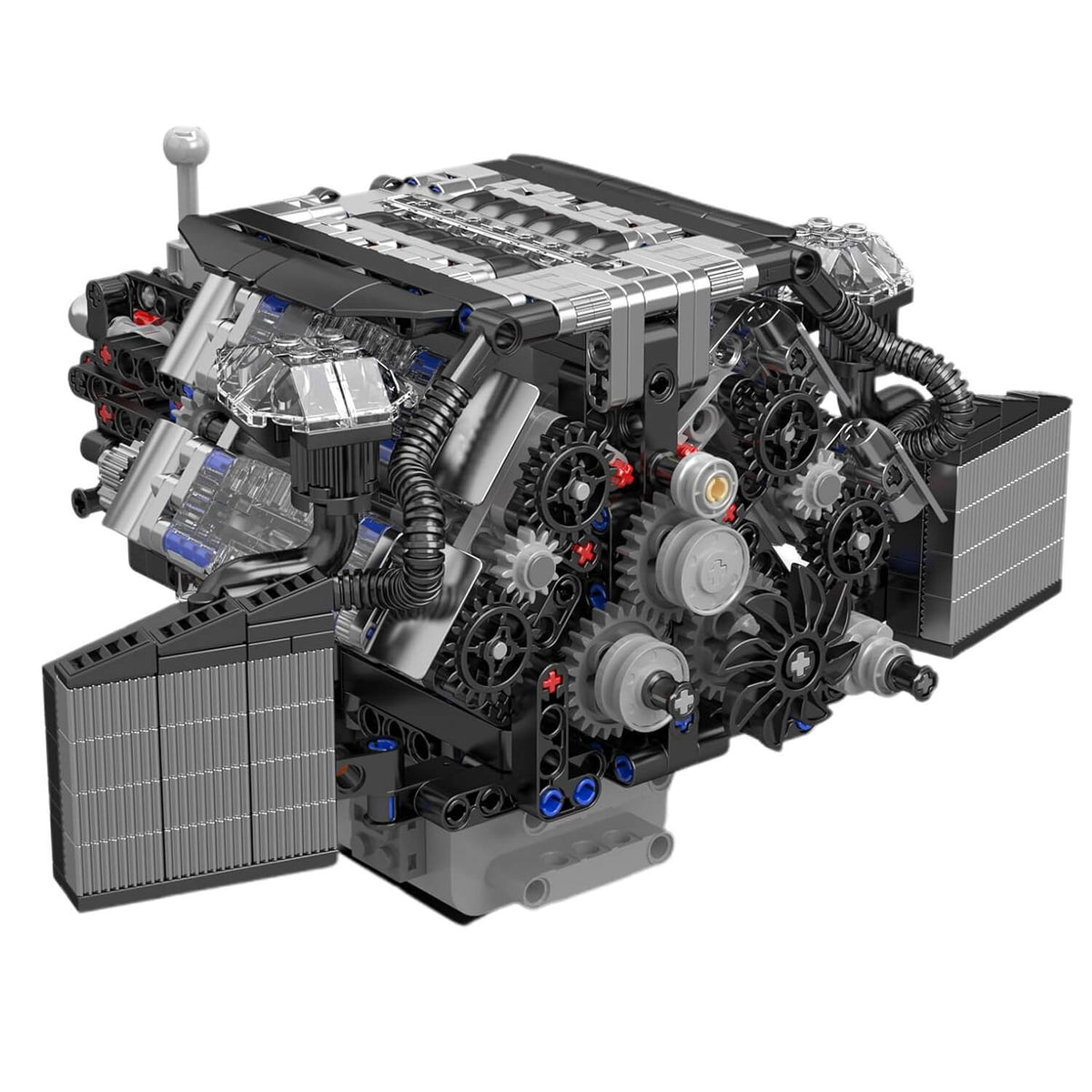 Trilumity Motorized Building Block Set: Twin Turbo W12 German Engine (870-Piece)
