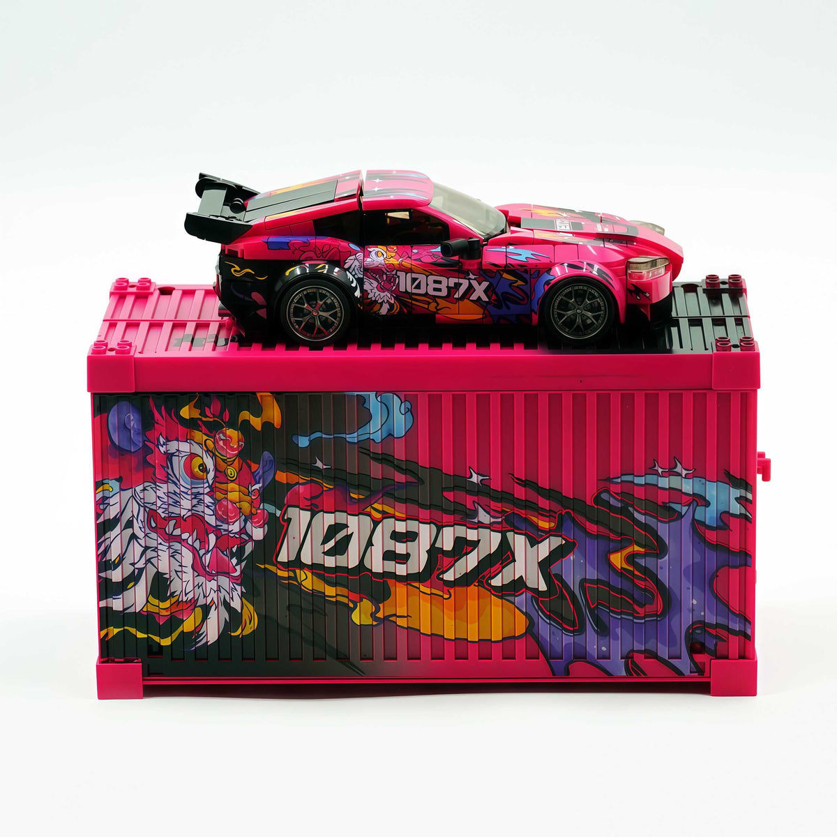 Trilumity Building Block Set: Toyota Supra r32 1097x with Container Display Case (415-Piece)