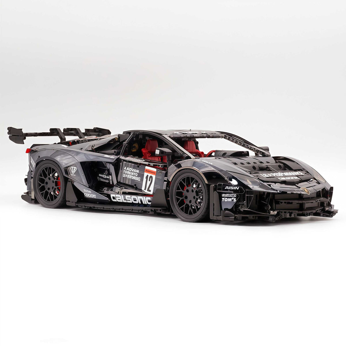 Trilumity Building Block Set: 1:8 Lamborghini Aventador Svj Lbwk | Electroplated Black Custom Bull Widebody Supercar