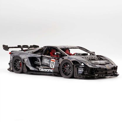 Trilumity Building Block Set: 1:8 Lamborghini Aventador Svj Lbwk | Electroplated Black Custom Bull Widebody Supercar