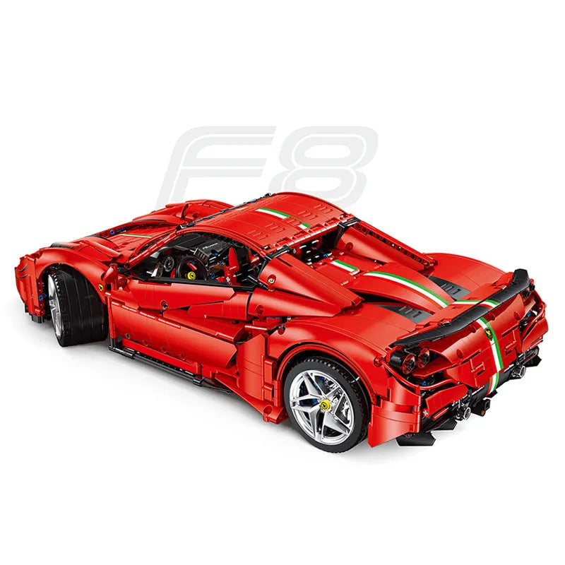 JieStar MOC Motorized Building Block Set: Ferrari F8 Racing Sports Car, Model JD018