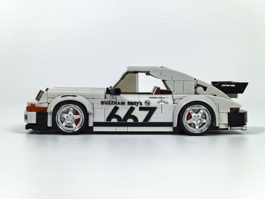 Trilumity Building Block Set: 1: 24 Custom German Porsche 930 with Container Display Case (318-Piece)