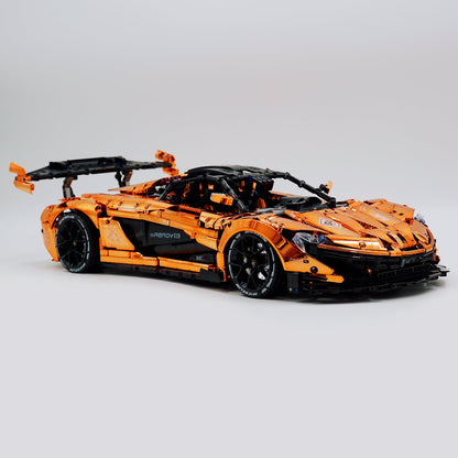 Trilumity Motorized Building Block Set: 1: 8 British Hybrid Hypercar Orange Gold Plating Supercar Building Sets with Remote Control, Electric lift