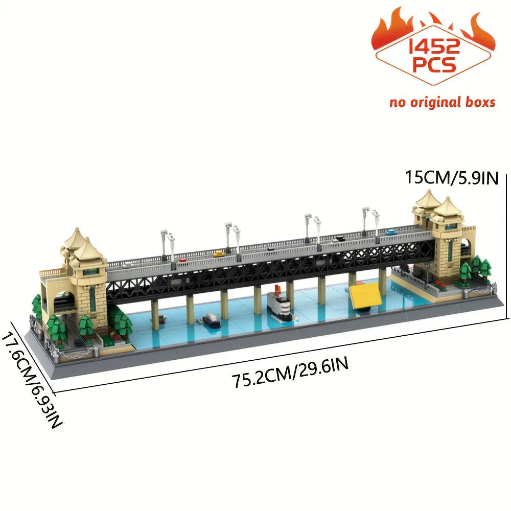 Wange MOC Building Block Set: China Wuhan River Bridge, Model 6223