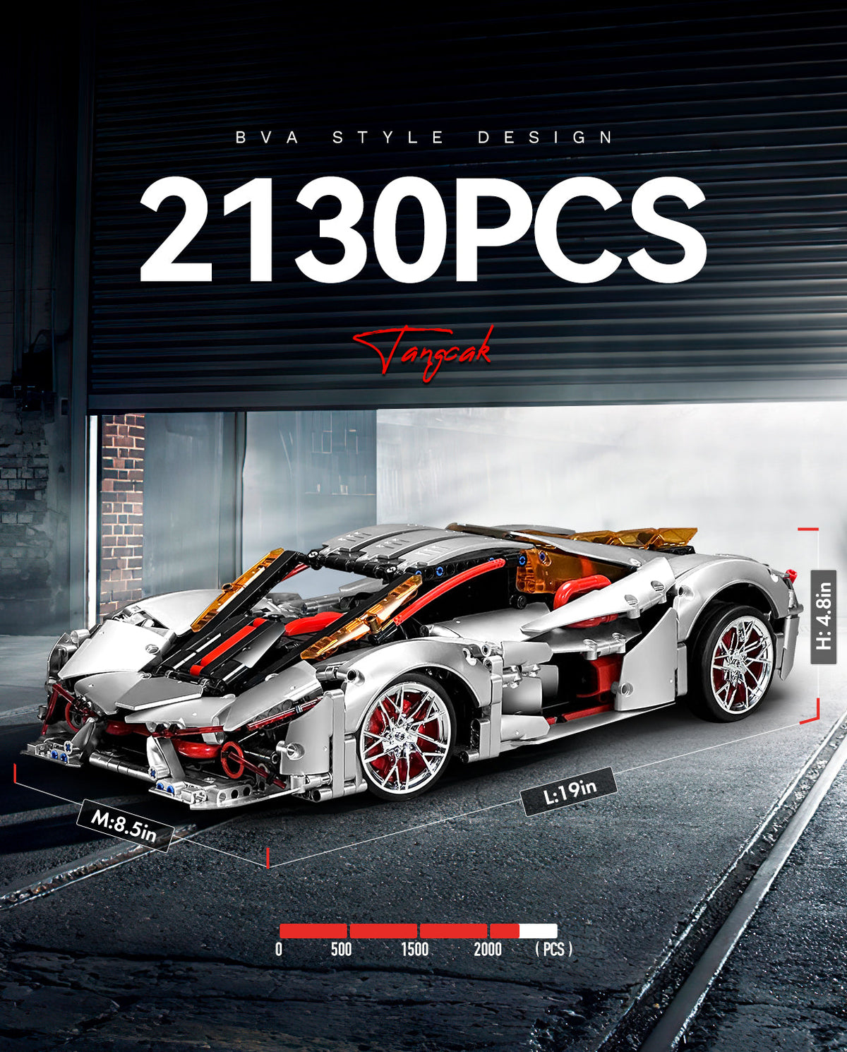 Trilumity Building Block Set: 1:10 Lamborghini Three Thousand Years Sports Car Building Sets (2130-Piece)