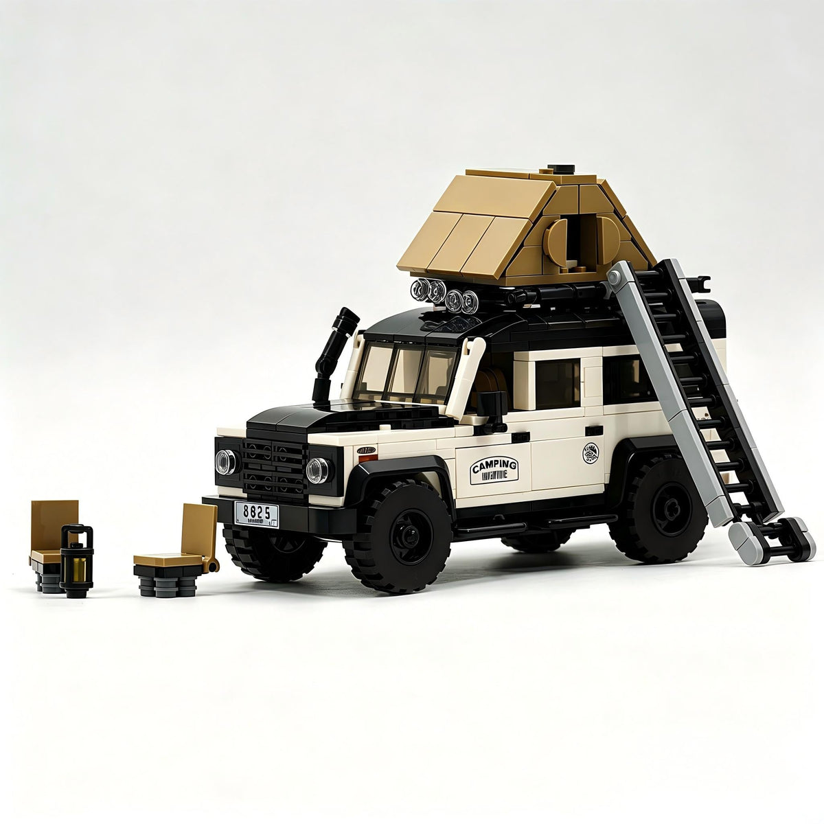 Trilumity Building Block Set: Land Rover Defender Camper | British Camper Off‑Roader with Container Display Case(676-Piece)