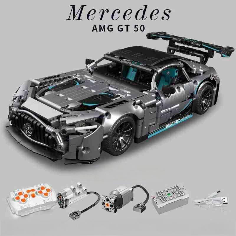 Trilumity Building Block Set: 1: 14 Silver Mercedes AMG Gt50, Detailed Reproduction, Cost-effective Choice (1466-Piece)