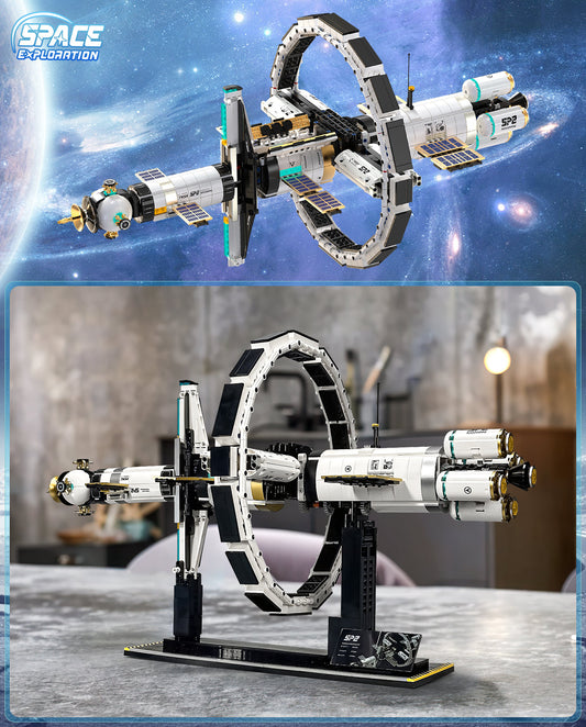 Trilumity Electric International Space Station, Collectible Display Model Building Block Set, 2,221-Piece