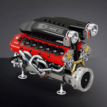 Trilumity Building Block Set: Italian V12 Hypercar Engine | Motorised Supercar Engine Model | 1240-Piece