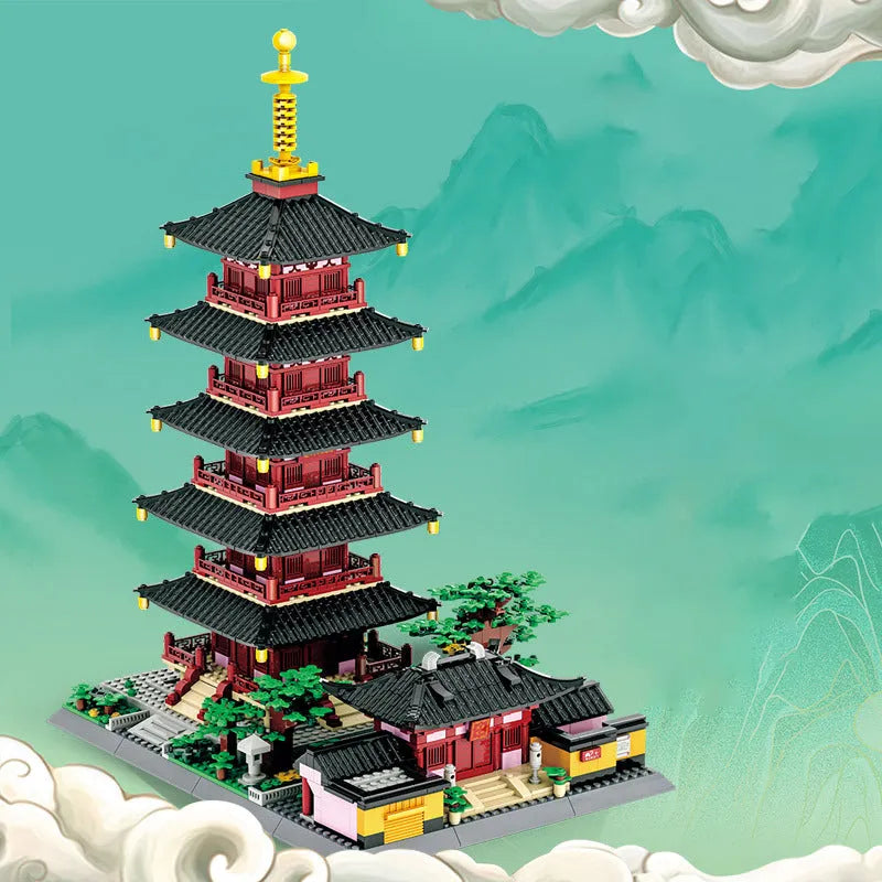 Wange MOC Building Block Set: China Hanshan Temple, Model 6235
