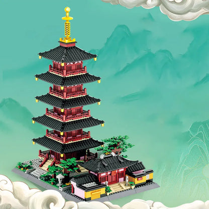 Wange MOC Building Block Set: China Hanshan Temple, Model 6235