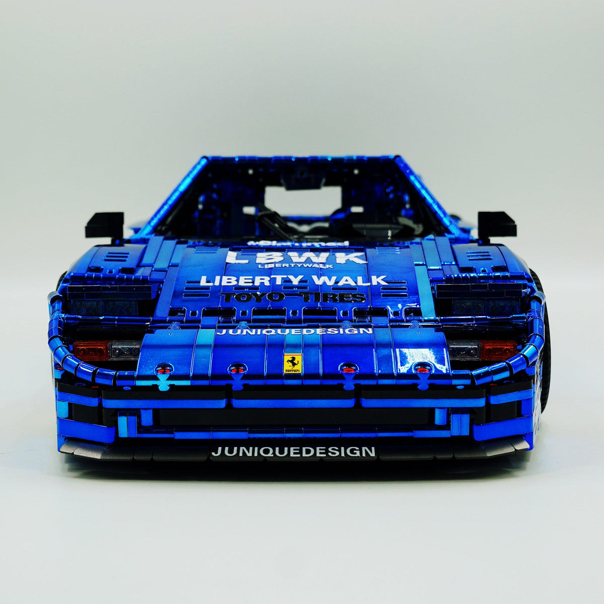 Trilumity Building Block Set: 1:8 The Ultimate 80s Turbo Icon Supercar | Lb Style Electroplated Mirror Royal Blue Edition (4026-Piece)