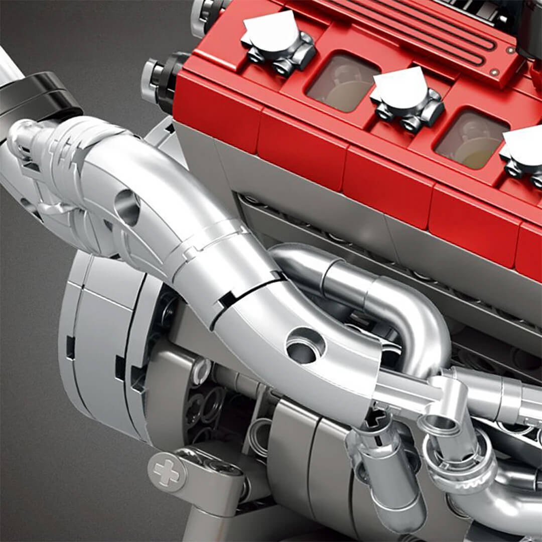 Trilumity Building Block Set: Motorised High-Revving V8 Italian Engine | Performance Engine Engineering | 1100-Piece