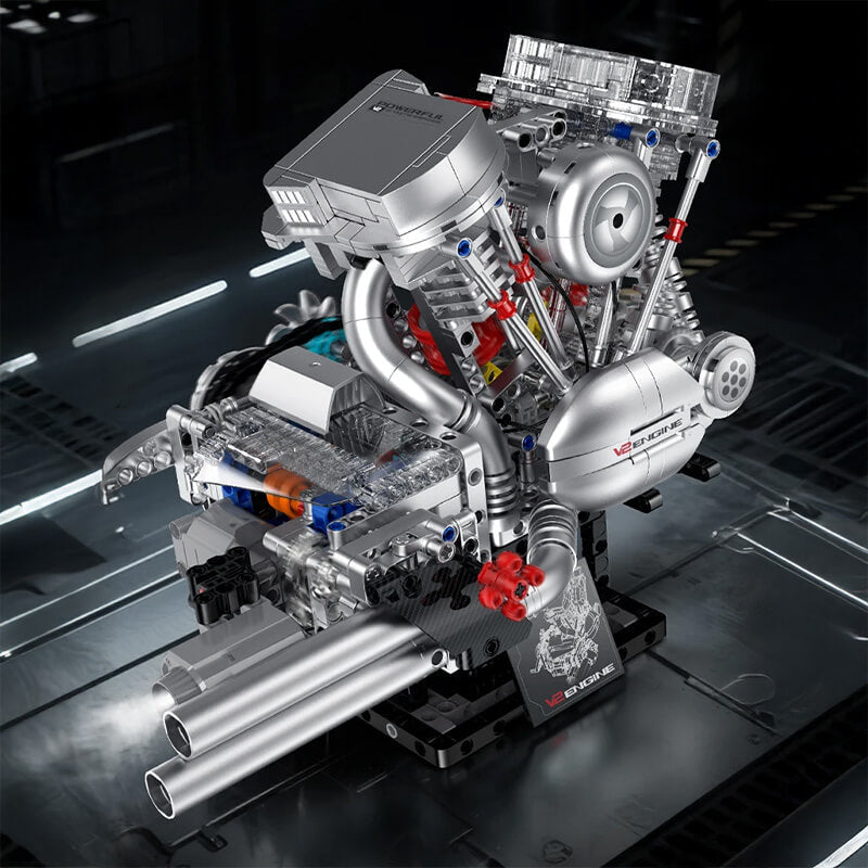Trilumity Building Block Set: Motorised Harley Motorcycle V2 Engine(867Piece)
