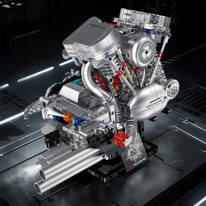 Trilumity Building Block Set: Motorised Harley Motorcycle V2 Engine(867Piece)