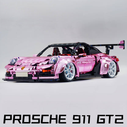 Trilumity Motorized Building Block Set: 1: 8 Porsche Gt2 RS, Limited Mirror Electroplated Edition (3389-Piece)