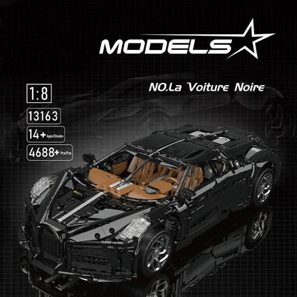 Mould King MOC Building Block Set: Motorized Bugatti La Voiture Noire Racing Car, Model 13163
