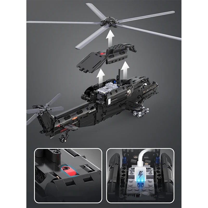 Trilumity WZ-10 Helicopter Building Block Set, Remote Control, 1,029-Piece