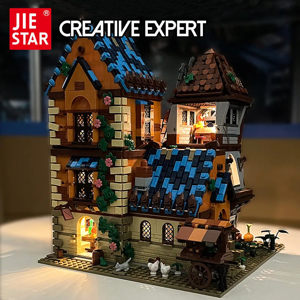 JieStar MOC Building Block Set: Experts MOC Medieval Town Tavern, Model 89151