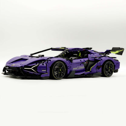 Trilumity Motorized Building Block Set: 1:8 Comet Purple Lamborghini Supercar with Remote Control – Electric Features, V10 Engine, and Custom Starry