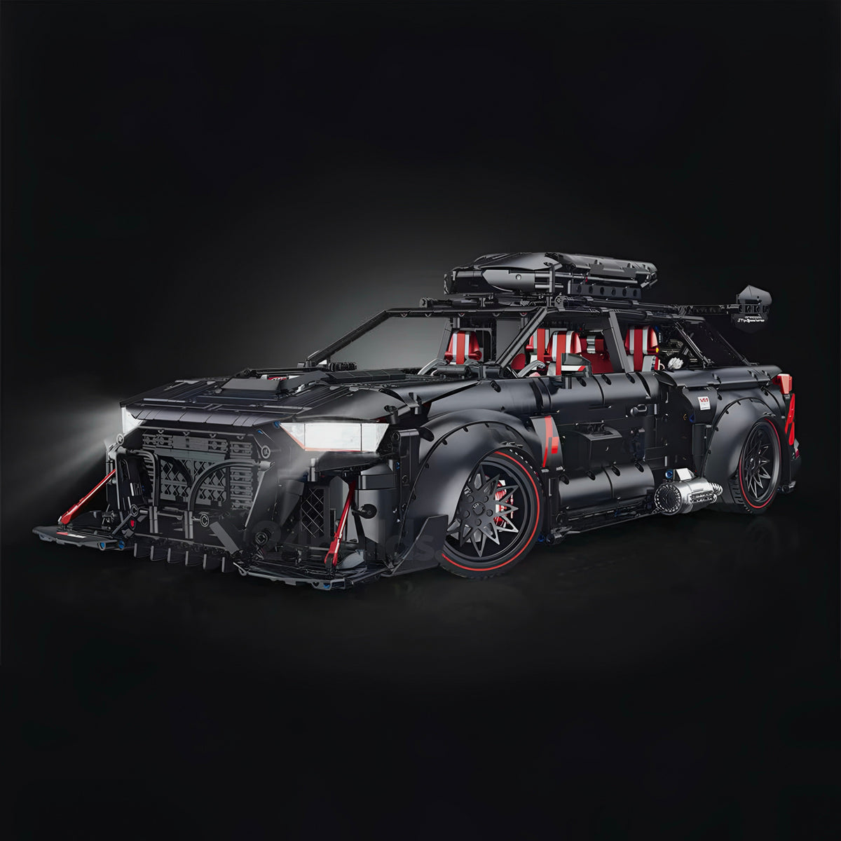 Trilumity Motorized Building Block Set: 1:8 Audi Rs6 Quattro Widebody Wagon | Matte Black Power | 4189+-Piece