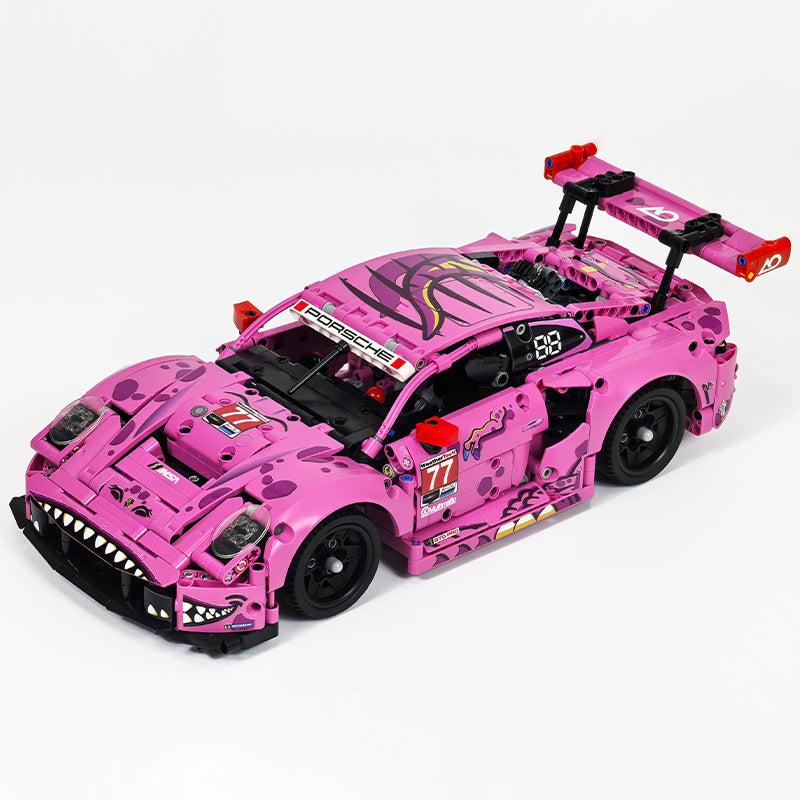 Trilumity Building Block Set: Porsche 911 GT3 R "Rexy" Ao Racing Car | Green & Pink Edition (1313-Piece)