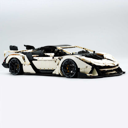 Trilumity Building Block Set: 1: 8 Sant'Agata V12 Farewell, White Goddess Version, Motorized Convertible Switch Mode, Full Vehicle Motorization