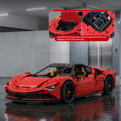 Trilumity Building Block Set: 1:8 Ferrari Sf90 Hypercar | Mechanical Linkage Version (3797-Piece)