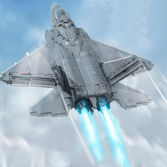 Trilumity J-35 Stealth Fighter Building Block Set, 1:20 Scale, 2,635-Piece