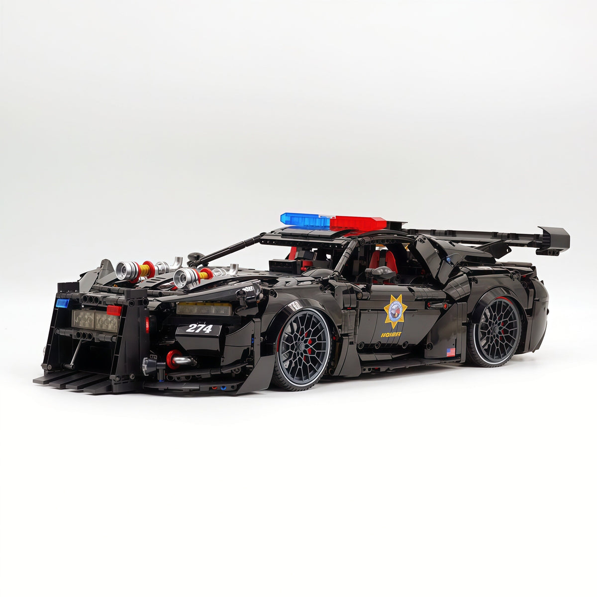 Trilumity Building Block Set: 1:8 American Muscle Police Car Pearlescent Black Limited Edition | The Ultimate RC Collector’s Item (3975-Piece)