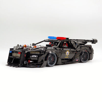 Trilumity Building Block Set: 1:8 American Muscle Police Car Pearlescent Black Limited Edition | The Ultimate RC Collector’s Item (3975-Piece)